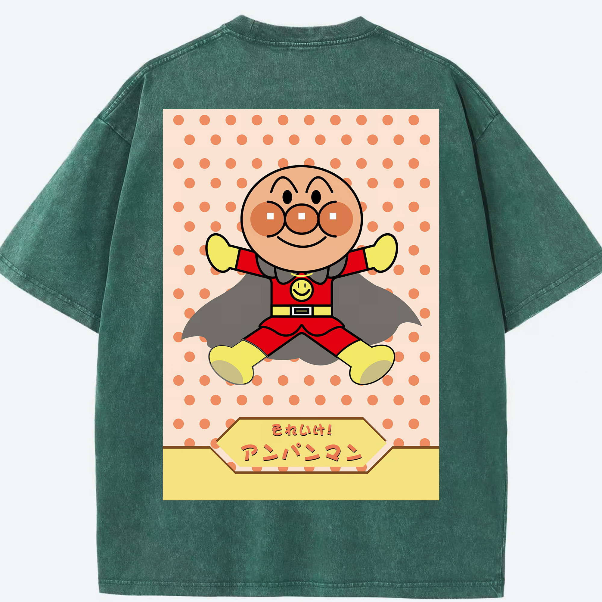 （画像用） アンパンマン Anpanman 綿100% ヴィンテージ風 半袖Tシャツ（背面プリント）